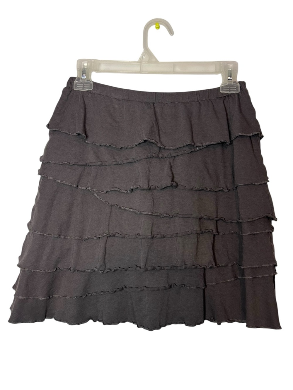Garnet Hill Grey Layered Ruffle Mini Skirt